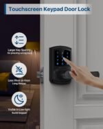 HIDALIFE Keyless Entry Door Lock with Keypad and Handle for Front Doors, Touchscreen Electronic Door Lock, Anti-peep Password, Auto-Locking, Matte Black - Image 4