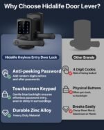 HIDALIFE Keyless Entry Door Lock with Keypad and Handle for Front Doors, Touchscreen Electronic Door Lock, Anti-peep Password, Auto-Locking, Matte Black - Image 5