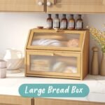 Bread Box for Kitchen Counter, Large Bamboo Wood Double Layer Bread Box, Wooden Bread Storage Capacity - Image 3