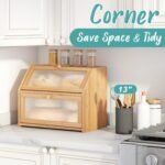 Bread Box for Kitchen Counter, Large Bamboo Wood Double Layer Bread Box, Wooden Bread Storage Capacity - Image 4
