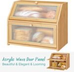 Bread Box for Kitchen Counter, Large Bamboo Wood Double Layer Bread Box, Wooden Bread Storage Capacity - Image 5