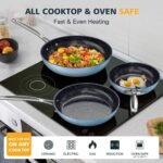 Nuwave 3-Piece 8”, 10”, 12” Forged Lightweight Frying Pan Set, G10 Healthy Duralon Blue Ceramic Ultra Non-Stick, Ergonomic Stay-Cool Handles, Induction-Ready & Works on All Cooktops - Image 4