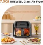 Glass Air Fryer, 7.5QT with Transparent Fry Bowl, Circulating Heating, Temperature Control, Air Fryer Roast, Dishwasher Safe (Black) - Image 3