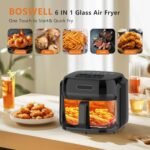 Glass Air Fryer, 7.5QT with Transparent Fry Bowl, Circulating Heating, Temperature Control, Air Fryer Roast, Dishwasher Safe (Black) - Image 4
