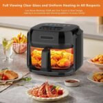 Glass Air Fryer, 7.5QT with Transparent Fry Bowl, Circulating Heating, Temperature Control, Air Fryer Roast, Dishwasher Safe (Black) - Image 5