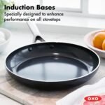 OXO 12" Nonstick Frying Pan Skillet, Ceramic PFAS-Free Nontoxic Pan, Induction Suitable, Dishwasher Safe, Oven Safe to 600°F, Kitchen Cooking Pot, Stainless Handle, Egg Pan, Black - Image 4