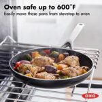 OXO 12" Nonstick Frying Pan Skillet, Ceramic PFAS-Free Nontoxic Pan, Induction Suitable, Dishwasher Safe, Oven Safe to 600°F, Kitchen Cooking Pot, Stainless Handle, Egg Pan, Black - Image 6