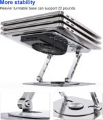 Laptop Stand,with 360°Rotating Base,External Cooling Fan,Adjustable RGB Lighting,Ergonomic Foldable Notebook Computer Holder.Compatible with All 10-17" Laptops Tablets,Silver - Image 5