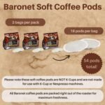 Baronet Coffee Pods [DECAF Colombian -54 Pods] Single Cup Use Like Senseo - 3 Bags of 18 Single Serve 8 Gram, Regular Strength, Medium Roast [DECAF Colombian] - Image 3