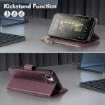 Compatible with iPhone 16e Wallet Case with Card Holder,Women Men RFID Blocking PU Leather Flip Cover Wrist Strap Zipper Credit Card Slots,Phone Case for Apple 16e 2025,Wine Red - Image 6