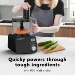 Smart Food Processor and Vegetable Chopper, 6 Automatic Functions, BPA Free, Stainless Steel Blades, 12 Cup Bowl, 600-Watt Motor, Black - Image 5
