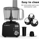 Smart Food Processor and Vegetable Chopper, 6 Automatic Functions, BPA Free, Stainless Steel Blades, 12 Cup Bowl, 600-Watt Motor, Black - Image 6