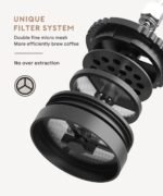 BENFUCHEN Travel Coffee Press, Vacuum Insulated Portable French Press, Stainless Steel Portable Coffee Maker/Tea Press, 12oz, Rose Red - Image 3