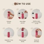 BENFUCHEN Travel Coffee Press, Vacuum Insulated Portable French Press, Stainless Steel Portable Coffee Maker/Tea Press, 12oz, Rose Red - Image 6