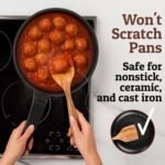 PriorityChef Premium Teak Wooden Spoons for Cooking, Non-Stick Safe and Heat Resistant 6pc Wooden Utensil Set with Hanging Hooks, Wood Cooking Utensils - Image 3