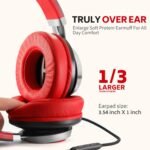 Over Ear Headphones Wired, AC01 Corded Stereo Headsets with Microphone Volume Control for Adults Teens Kids 3.5mm Jack for Chromebooks, Laptop, Computer, Tablets, Travel (Black Red) - Image 3