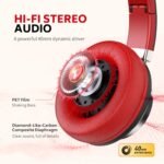 Over Ear Headphones Wired, AC01 Corded Stereo Headsets with Microphone Volume Control for Adults Teens Kids 3.5mm Jack for Chromebooks, Laptop, Computer, Tablets, Travel (Black Red) - Image 4