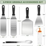 6pcs Griddle Accessories Kit, Heavy Duty Stainless Steel Griddle Tools Spatulas Set for Blackstone - Commercial Grade Flat Top Grill Accessories - Great for Outdoor BBQ - Image 4