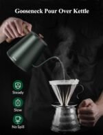 KLEAH Gooseneck Electric Kettle with Temperature Control - 0.8L Automatic Shut Off Tea & Coffee Kettle, Hot Water Boiler Pour Over Coffee Kettle, 1200W Quick Heating Keep Warm, Green - Image 4