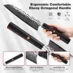 Kiritsuke Chef Knife 8 Inch, Hand-forged 67-Layer VG10 High Carbon Steel Japanese Damascus Chef Knife, Ultra Sharp Hammered Damascus Chef Knife with Octagonal Ebony Handle & Gift Box - Image 5