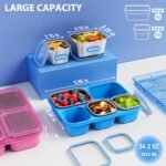 Freshmage Stainless Steel Snackle Box Container, 5 Compartment Lunch Bento Box, Reusable Food Storage Snack Box for School, Work, and Travel, BPA Free and Dishwasher Safe, Pink (1 Pack) - Image 3