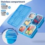 Freshmage Stainless Steel Snackle Box Container, 5 Compartment Lunch Bento Box, Reusable Food Storage Snack Box for School, Work, and Travel, BPA Free and Dishwasher Safe, Pink (1 Pack) - Image 7
