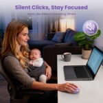 TECKNET Bluetooth Wireless Mouse (BT5.0/3.0 & 2.4G) Silent Click Compact and Portable USB Cordless Optical Computer Mice,Bluetooth Mouse for Laptop Computer Notebook PC,Purple - Image 5