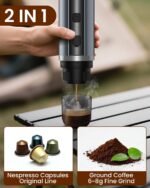 Portable Espresso Maker, 20 Bar Electric Espresso Machine for Travel, Camping, Rechargeable USB-C Mini Coffee Maker for NS Capsule Pods and Ground Coffee, Gray - Image 5