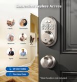 Veise Keyless Entry Door Lock, Electronic Keypad Deadbolt, Keyed Entry, Auto Lock, Anti-Peeking Password, Back Lit & Easy Installation Design, Satin Nickel - Image 3