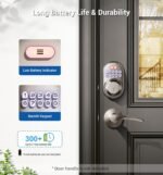 Veise Keyless Entry Door Lock, Electronic Keypad Deadbolt, Keyed Entry, Auto Lock, Anti-Peeking Password, Back Lit & Easy Installation Design, Satin Nickel - Image 6