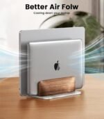 𝟮𝟬𝟮𝟲 𝗨𝗽𝗴𝗿𝗮𝗱𝗲𝗱 Aluminum Vertical Laptop Stand, [Black Cedar Wood Dual-Slot], Desktop Adjustable MacBook Stand, Adjustable Base, for MacBook Pro/Air, (up to 17.3-inch Gaming laptops) - Image 6