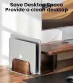 𝟮𝟬𝟮𝟲 𝗨𝗽𝗴𝗿𝗮𝗱𝗲𝗱 Aluminum Vertical Laptop Stand, [Black Cedar Wood Dual-Slot], Desktop Adjustable MacBook Stand, Adjustable Base, for MacBook Pro/Air, (up to 17.3-inch Gaming laptops) - Image 7