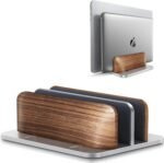𝟮𝟬𝟮𝟲 𝗨𝗽𝗴𝗿𝗮𝗱𝗲𝗱 Aluminum Vertical Laptop Stand, [Black Cedar Wood Dual-Slot], Desktop Adjustable MacBook Stand, Adjustable Base, for MacBook Pro/Air, (up to 17.3-inch Gaming laptops) - Image 8