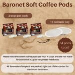 Baronet Coffee Pods [Donut Shop-54 Pods] Single Cup Use Like Senseo Coffee Pods- 3 Bags of 18 Single Serve 8 Gram Pods, Regular Strength Soft Coffee Pods, Medium Roast [Donut Shop] - Image 3