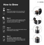EcoVessel Travel French Press, Portable Coffee Maker, Stainless Steel Insulated Coffee Press, Reusable Single Serve Bottle for On-The-Go Use, 14oz (Black) - Image 4