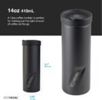 EcoVessel Travel French Press, Portable Coffee Maker, Stainless Steel Insulated Coffee Press, Reusable Single Serve Bottle for On-The-Go Use, 14oz (Black) - Image 5