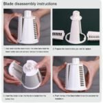 Rotary Cheese Grater Shredder 5-in-1 Tumbling Box Mandoline Vegetable Julienne Slicer Waffle Cutter Nut Chopper, Black - Image 6