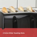 BLACK+DECKER 4-Slice Toaster, TR1410BD, Extra-Wide, 7 Shade Settings, Crumb Trays, Gloss Black - Image 4
