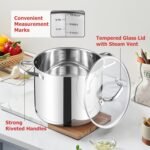 LIANYU 10 Quart Pot with Lid, 10 QT Tri-ply Stainless Steel Stockpot, Heavy Duty Deep Canning Soup Cooking Pot for Gas, Electric, Stoves, Induction, Riveted Handles, Dishwasher Safe - Image 4