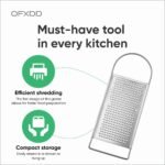 Fine Grater for Kitchen - Flat Grater Stainless Steel - Shredder Kitchen with Handle - Food Grater for Cheese, Fruits, Vegetables - Image 4
