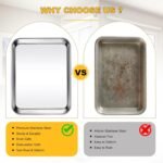 CACOLES Stainless Steel Baking Sheet Pan Set of 6, Cookie Sheet Metal Baking Pan Oven Tray, Cooking Baking Sheet for Toaster Oven, Easy Clean, Dishwasher Safe, 9 x 7 x 1 Inch - Image 5