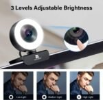PC Webcam for Streaming HD 1080P, 960A USB Pro Computer Web Camera Video Cam for Mac Windows Laptop Conferencing Gaming Webcam with Ring Light & Microphone - Image 3