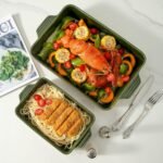 Ceramic Baking Casserole Dish with Handles, Large 9x13 inch Pan and Middle Baking Pan - Porcelain Serving Bakeware Set (Forest Green) - Image 6