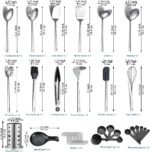 Stainless Steel Kitchen Utensils Set 40 Pieces, Cooking Utensil Set with Utensils Holder, Kitchen Gadgets Kitchen Essentials New Home, House, Appartment Must Have, Metal Spatula Set - Image 3