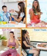 KTKUDY Stainless Steel Snack Container for Kids & Adults - Leak-Proof 3-Compartment Stackable Snack Lunch Box for Daycare, School, Work & Travel - Image 6