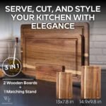 2 Pack Acacia Wood Cutting Board for Kitchen Meal Prep & Serving - Large & Small Chopping Boards Set with Juice Grooves - Charcuterie & Chopping Butcher Block - Eco-Friendly Wood for Gift - Image 3
