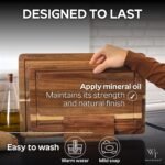 2 Pack Acacia Wood Cutting Board for Kitchen Meal Prep & Serving - Large & Small Chopping Boards Set with Juice Grooves - Charcuterie & Chopping Butcher Block - Eco-Friendly Wood for Gift - Image 6