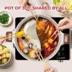 Rosewill 4.2QT Double Flavor Non-Sticking Shabu Shabu Hot Pot with Divider, 13 inch Divided Stockpot for Cooking, Hot Pot for Induction Cooktop & Gas Stove, Electric Burner - Beige - Image 3