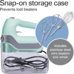 Hamilton Beach Professional 5-Speed Electric Hand Mixer with Snap-On Storage Case, QuickBurst, Stainless Steel Twisted Wire Beaters and Whisk, Mint (62658) - Image 5