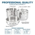 Viking 3-Ply Stainless Steel Pasta Pot with Lid, 8 Quart, 4 Piece Multipot Kitchen Cookware, Includes Pasta Insert and Steamer Basket, Dishwasher and Oven Safe, Induction Ready, Silver - Image 5